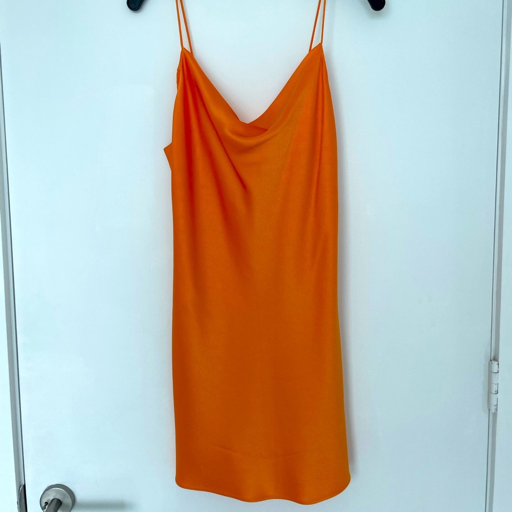 Alice & Olivia Tangerine Orange silk dress